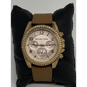 Michael Kors Blair MK5943 Women's Brown Leather Analog Dial Quartz Watch EY426